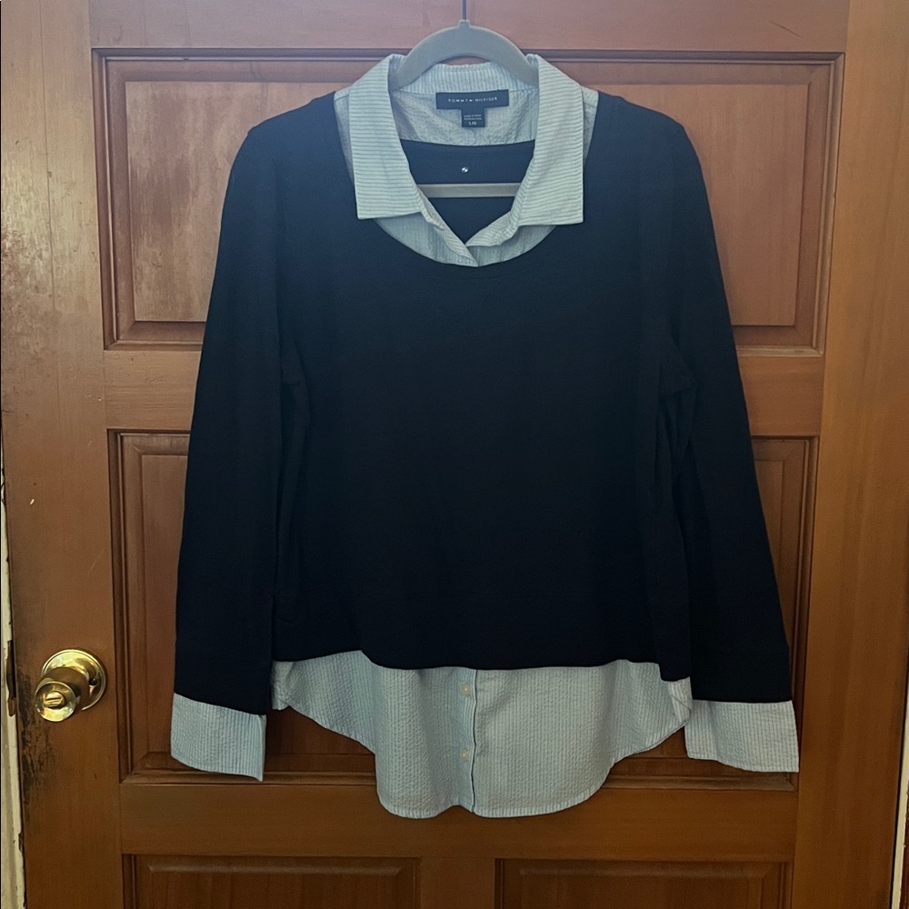 Tommy Hilfiger Black and White Layered Top